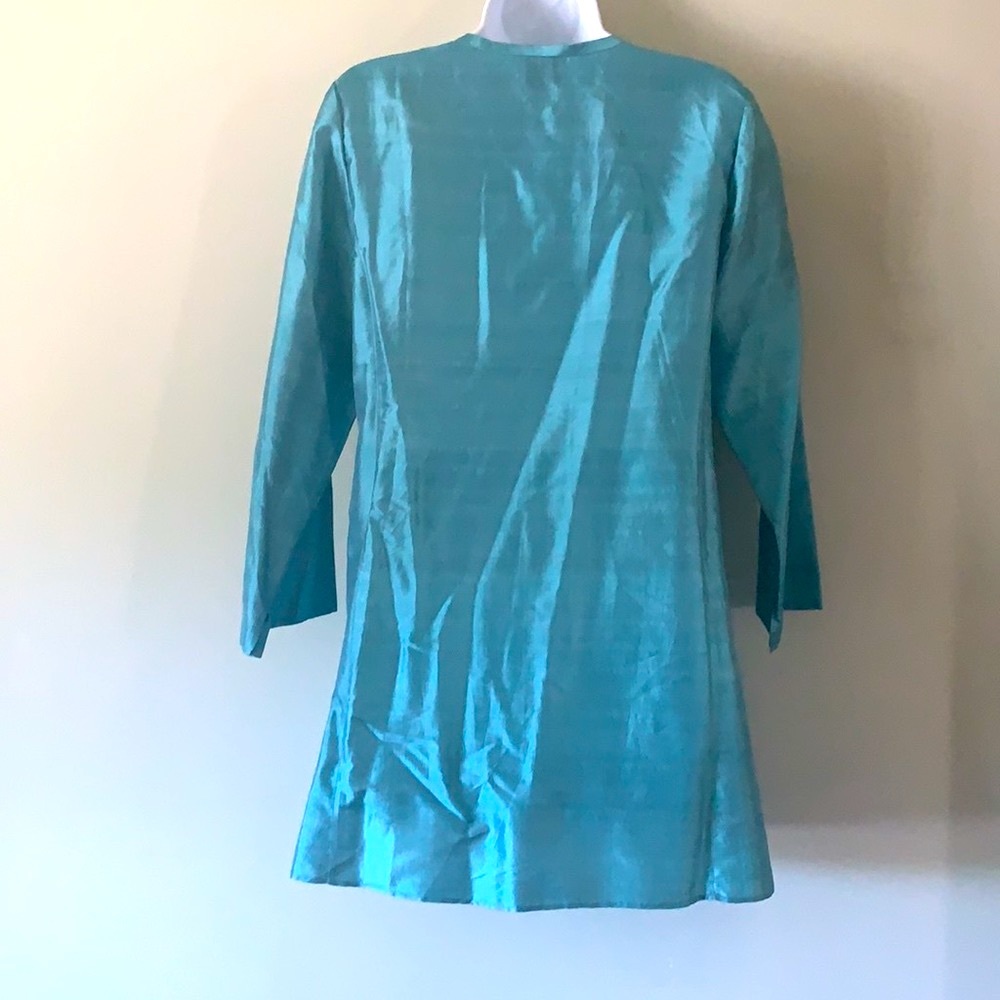 🆕 Eileen Fisher Aqua Silk Tunic Top S - Picture 4 of 7